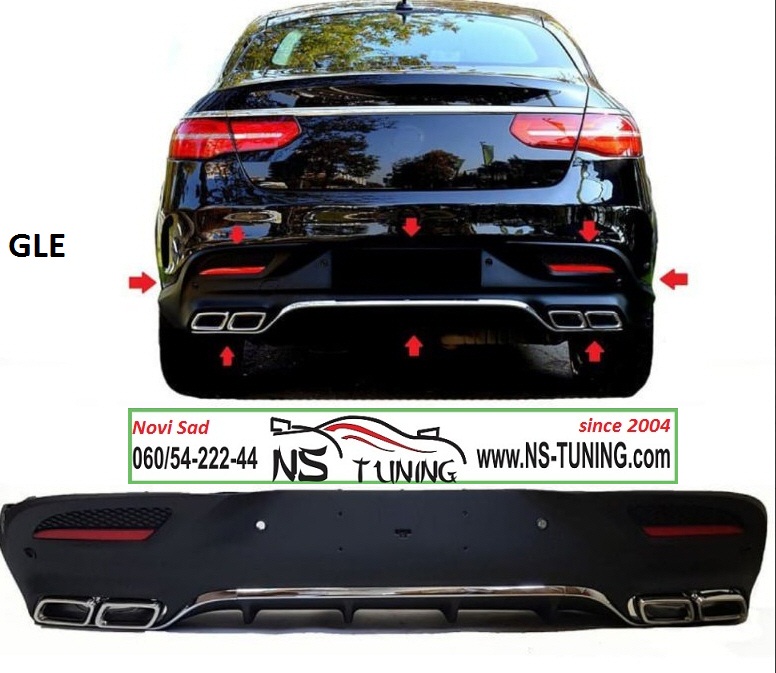 mercedes gle coupe branik amg difuzor zadnjeg branika sa duplim izduvom ugradnja novi sad tuning